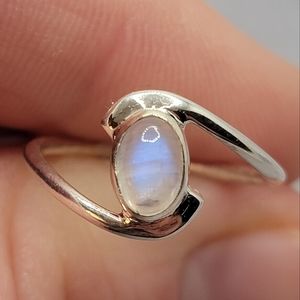 Moonstone 925 Sterling Silver Blue Fire Dainty Twist Ring